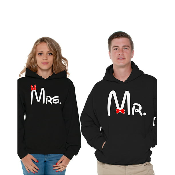 Women Small Apple Red Men Small Customized Couple Hoodies Black MR and MRS Matching Hoodies Hubby and Wifey Couple Outfits 